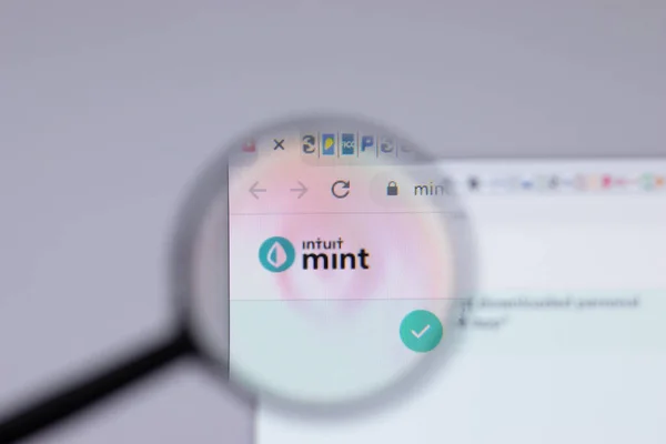 New York Usa April 2021 Intuit Mint Logo Närbild Webbsida — Stockfoto
