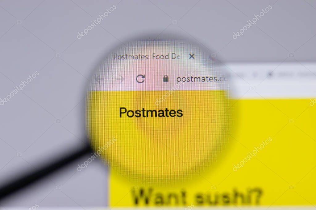 New York, USA - 26 April 2021: Postmates logo close-up on website page, Illustrative Editorial