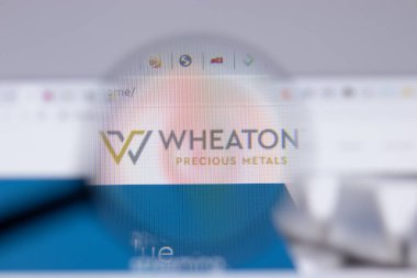 New York, ABD - 26 Nisan 2021: Wheaton Precious Metals logosu web sitesi sayfasında, Illustrative Editorial