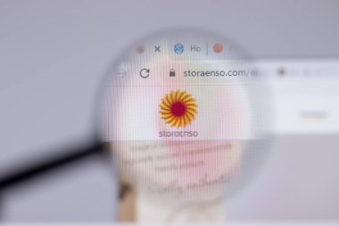 New York, ABD - 26 Nisan 2021: Stora Enso logosu web sitesi kapak sayfasında, Illustrative Editorial