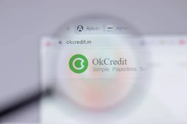 New York Usa April 2021 Okcredit Logo Närbild Webbsida Illustrative — Stockfoto