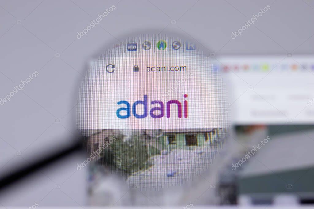 New York, USA - 26 April 2021: Adani Group logo close-up on website page, Illustrative Editorial