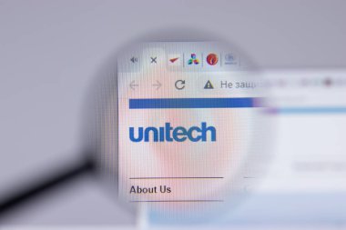 New York, ABD - 26 Nisan 2021: Unitech Group logosu web sitesinin kapak sayfasında, Illustrative Editorial