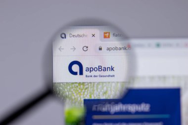New York, ABD - 26 Nisan 2021: apoBank şirketinin logosu web sitesi sayfasında, Illustrative Editorial