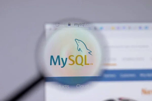 New York Usa Квітня 2021 Логотип Компанії Mysql Сайті Illustrative Стокове Зображення