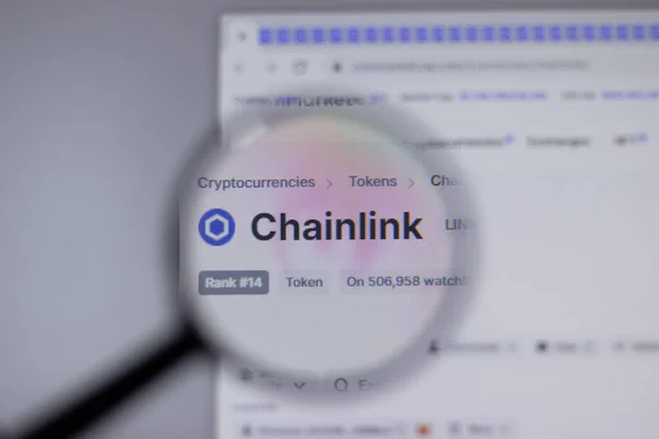 Nueva York Mayo 2021 Chainlink Link Cryptocurrency Logo Close Website — Foto de Stock