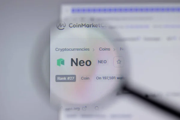 Nueva York Mayo 2021 Neo Cryptocurrency Logo Close Website Page — Foto de Stock