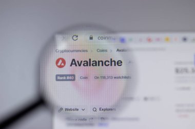 New York, ABD - 1 Mayıs 2021: Çığ AVAX kripto para birimi logosu web sitesi sayfasında yakın plan, İllüstrasyon Editörü