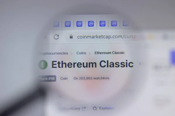 Nueva York Mayo 2021 Ethereum Classic Etc Cryptocurrency Logo Close — Foto de Stock