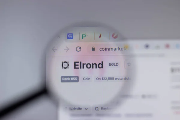 ニューヨーク May 2021 ウェブサイトページのElrond Egld暗号通貨ロゴのクローズアップ イラスト編集 — ストック写真