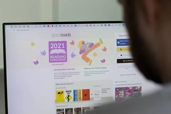 2021年5月1日 Goodreads Company Website Screen Illustrative Editorial — 图库照片