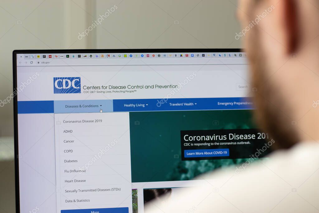 New York, USA - 1 May 2021: CDC Centers for Disease Control and Prevention company website on screen, Illustrative Editorial