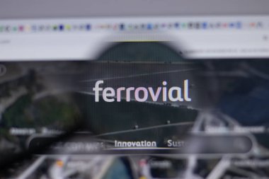 Los Angeles, Kaliforniya, ABD - 1 Haziran 2021: Ferrovial logo veya simge web sitesi sayfası, Illustrative Editorial