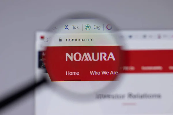 stock image Los Angeles, California, USA - 1 June 2021: Nomura Holdings logo or icon on website page, Illustrative Editorial