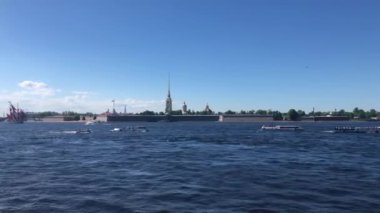 Saint Petersburg, Rusya - 2 Haziran 2021: Peter ve Paul Kalesi ve Neva Nehri, Illustrative Editorial