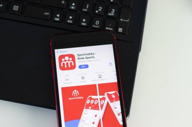 New York, ABD - 1 Haziran 2021: Spor Kulübü mobil uygulama logosu telefon ekranında, yakın plan ikonu, İllüstrasyon Editörü