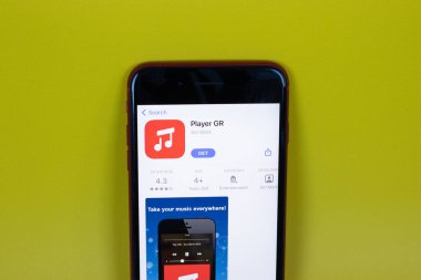 New York, ABD - 1 Haziran 2021: Oyuncu GR mobil uygulama logosu telefon ekranında, yakın plan ikonu, İllüstrasyon Editörü
