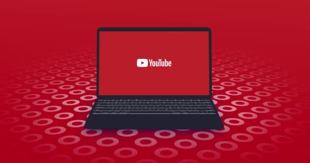 New York Usa August 2021 Youtube Logo Laptop Screen Animation — Stock Video