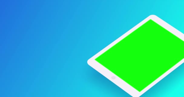 2021年8月1日 緑の画面の動きのデザインのタブレット コピースペース付き背景 イラスト編集 — ストック動画