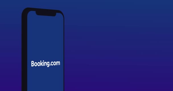 New York Usa Sierpnia 2021 Booking Com Mobile App Logo — Wideo stockowe