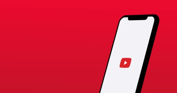 Нью Йорк Сша Августа 2021 Года Логотип Мобильного Приложения Youtube — стоковое видео