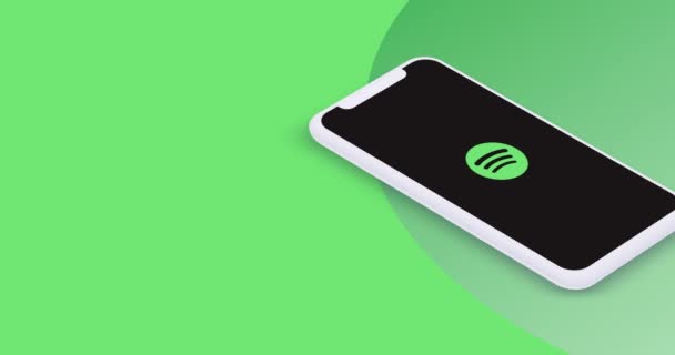 Νέα Υόρκη Ηπα Αυγούστου 2021 Λογότυπο Εφαρμογής Spotify Mobile Στην — Αρχείο Βίντεο