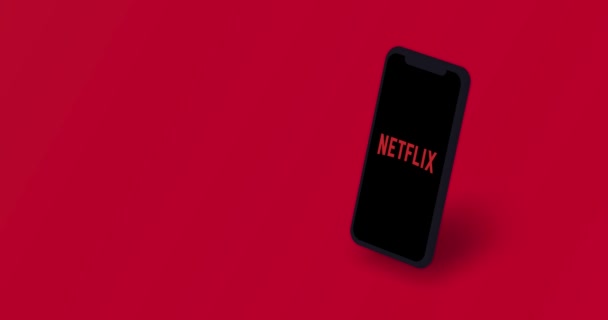 New York Usa August 2021 Netflix Mobile App Logo Phone — Stock Video