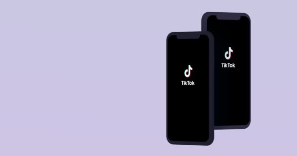 New York Abd Ağustos 2021 Tiktok Mobil Uygulama Logosu Telefon — Stok video