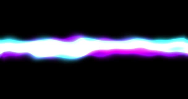 Linha de luz laser a plasma sobre fundo preto. Onda de energia abstrata. Cor azul e roxo — Vídeo de Stock