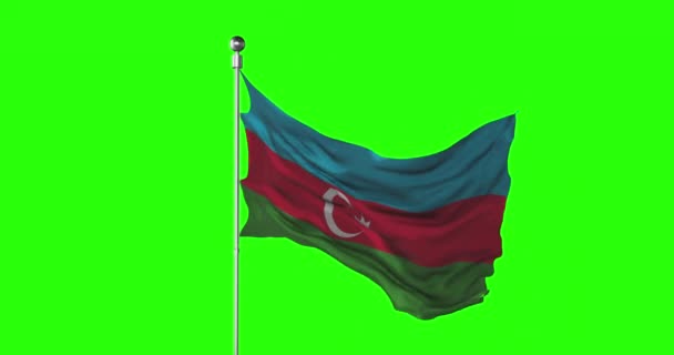 Azerbaijan National Flag Waving Green Screen Chroma Key Animation Azerbaijani — Stock Video