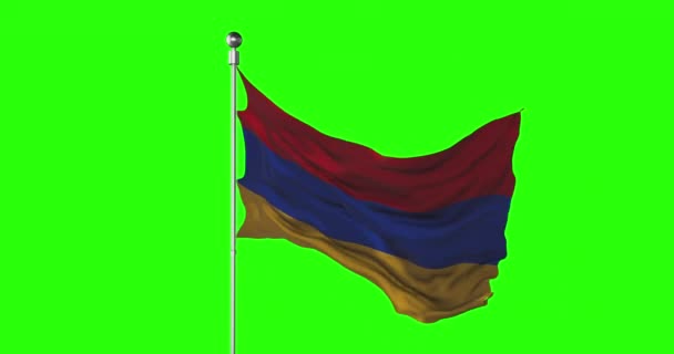 Armeniens Nationalflagge Weht Auf Einer Grünen Leinwand Chroma Key Animation — Stockvideo