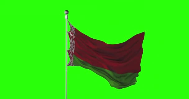 Bandera Nacional Belarús Ondeando Pantalla Verde Animación Con Clave Cromática — Vídeos de Stock