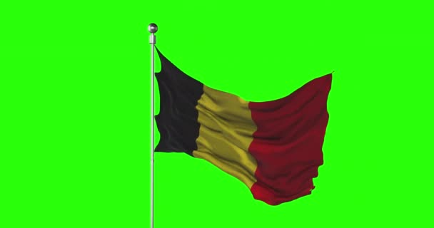 Бельгия Национальный Флаг Размахивает Зеленом Экране Цветная Анимация Политическая Иллюстрация — стоковое видео