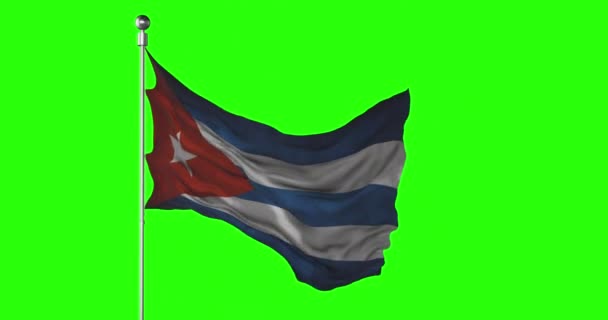 Bandiera Nazionale Cubana Sventola Sullo Schermo Verde Animazione Con Chiave — Video Stock