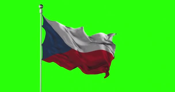 Czeska Flaga Narodowa Machająca Zielonym Ekranie Animacja Klucza Chroma Ilustracja — Wideo stockowe