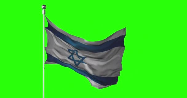 Bandeira Nacional Israel Acenando Tela Verde Chroma Animação Chave Ilustração — Vídeo de Stock