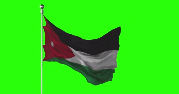 Jordan National Flag Waving Green Screen Chroma Key Animation Jordan — Stock Video