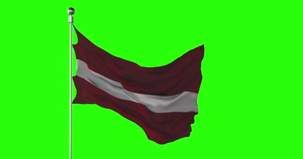 Bandera Nacional Letonia Ondeando Pantalla Verde Animación Con Clave Cromática — Vídeos de Stock