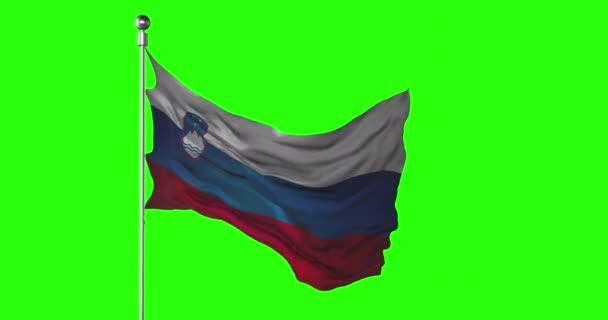 Slovenia National Flag Waving Green Screen Chroma Key Animation Slovenian — Stock Video