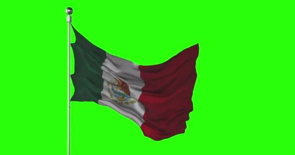 Εθνική Σημαία Του Μεξικού Κυματίζει Στην Πράσινη Οθόνη Κινούμενα Σχέδια — Αρχείο Βίντεο