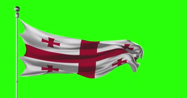 Bandera Nacional Georgia Ondeando Pantalla Verde Animación Con Clave Cromática — Vídeos de Stock