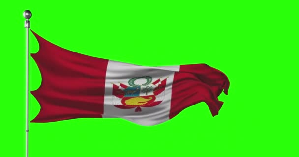ペルー国旗が緑色の画面に手を振っている クロマキーアニメーション ペルーの政治図 — ストック動画