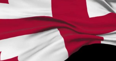 Georgia ulusal bayrak görüntüleri. Rüzgarda sallanan Gürcistan bayrağı