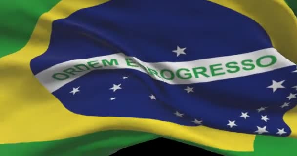 Кадры Национального Флага Бразилии Бразильский Флаг Ветру — стоковое видео