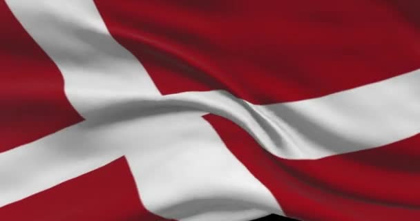 Imágenes Bandera Nacional Dinamarca Bandera Danesa Ondeando Viento — Vídeo de stock