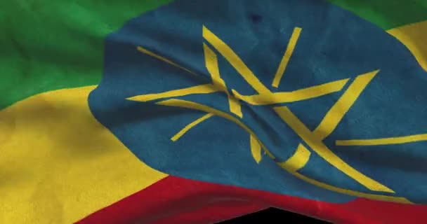 エチオピア国旗の映像 エチオピア風に国旗を振って — ストック動画