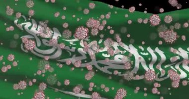 Suudi Arabistan 'da COVID-19 virüs salgını. Coronavirüslü Suudi Arabistan bayrağı