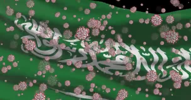 Pandemia Virale Covid Arabia Saudita Bandiera Nazionale Saudita Con Coronavirus — Video Stock