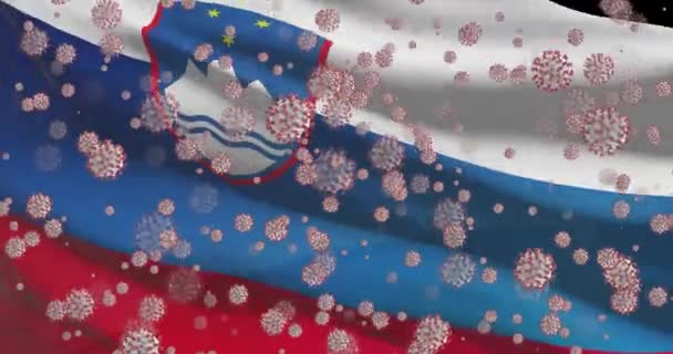 Pandemia Vírus Covid Eslovénia Bandeira Nacional Eslovena Com Coronavírus — Vídeo de Stock