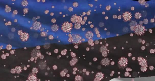 Covid 19ウイルス感染症 エストニア国旗とコロナウイルス — ストック動画
